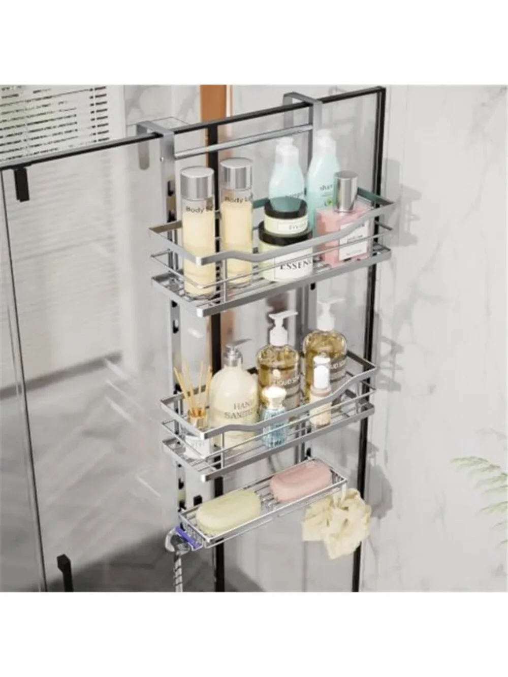 Over Door Shower Caddy 3 Tier Stainless Hanging Bathroom Organizer Rust Proof